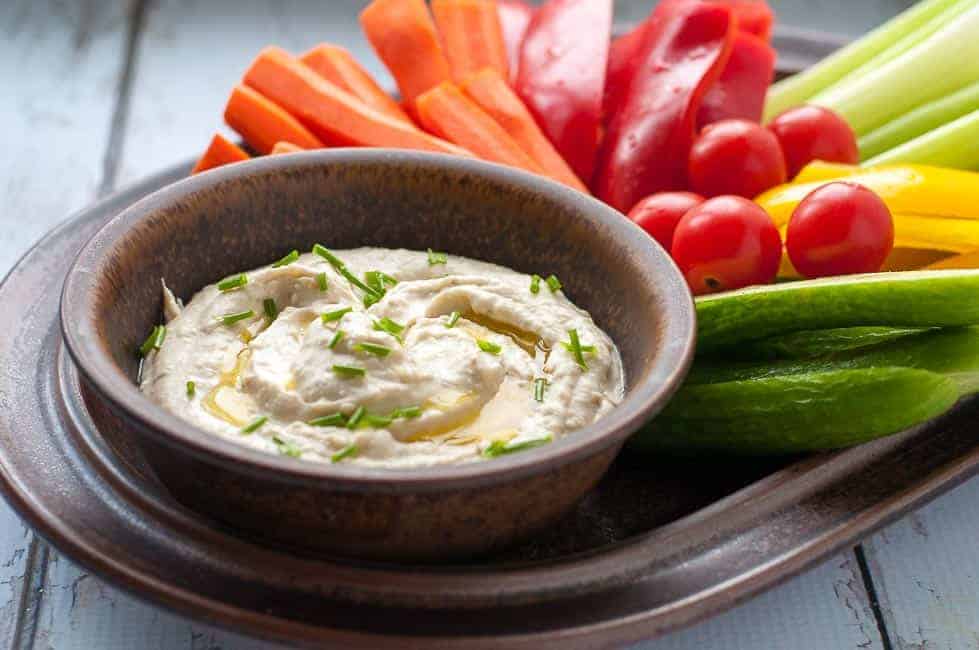 Creamy Lemon feta dip with veggies