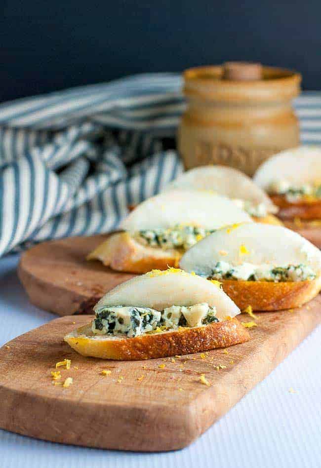 Blue Cheese Crostini and Crisp Honeyed Pear Flavour and Savour