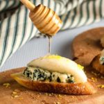 Blue Cheese and Crisp Honeyed Pear Crostini.