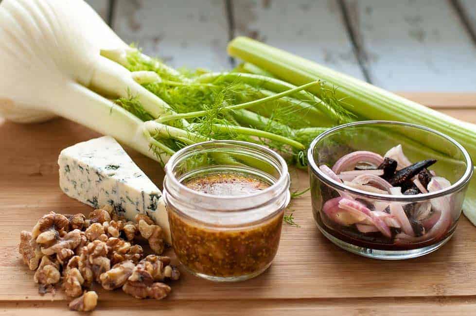 Fennel-Celery Salad with Figs and Blue Cheese.