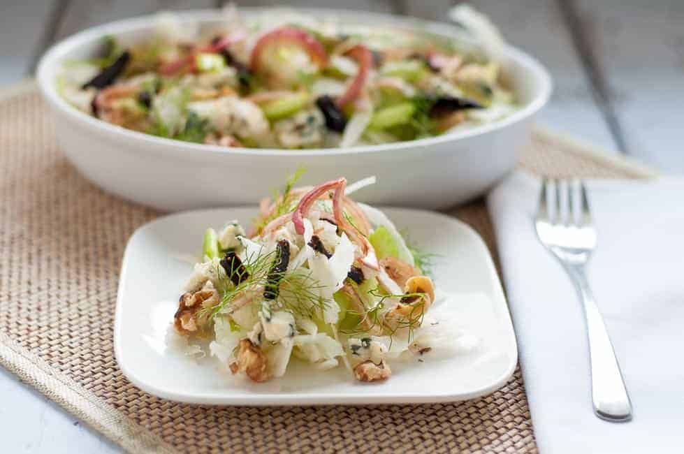 Fennel-Celery Salad with Figs and Blue Cheese. 