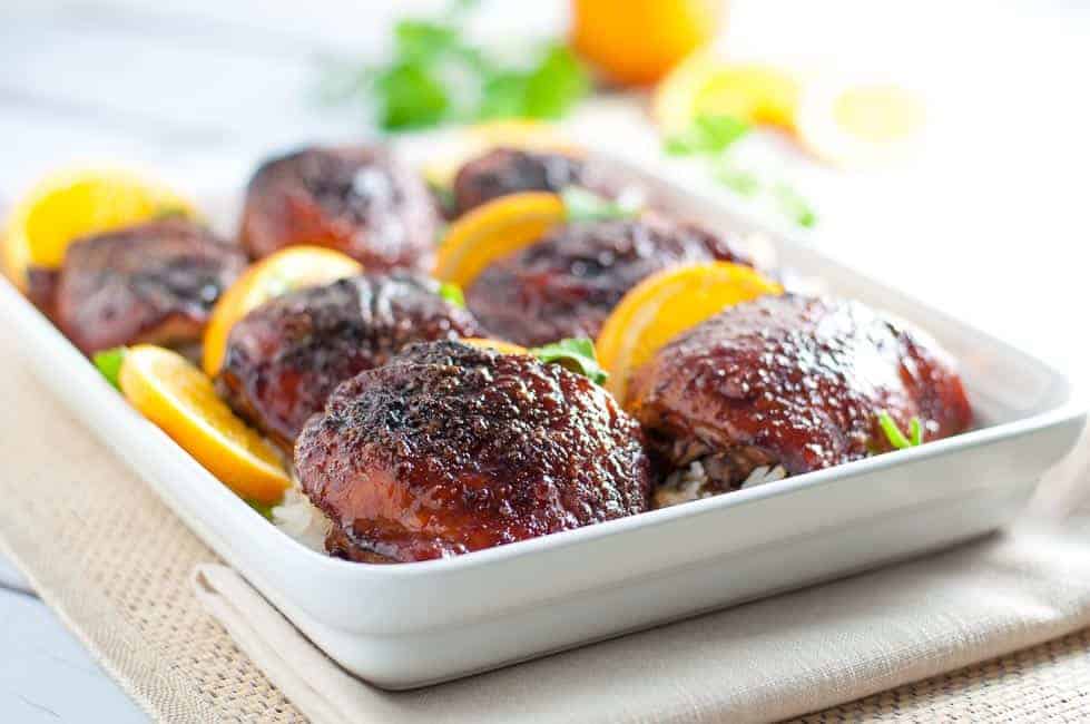 Hoisin Orange Glazed Chicken Thighs. 