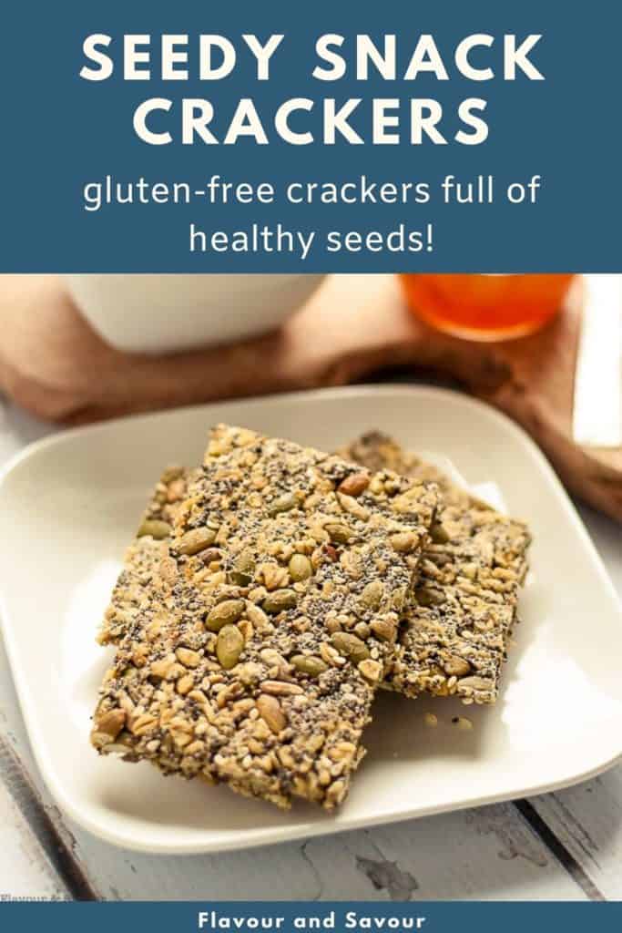 Image and text overlay for Seedy Snack Crackers