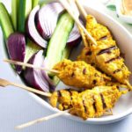 Simple Singapore Chicken Satay with Peanut Dipping Sauce. |www.flavourandsavour.com