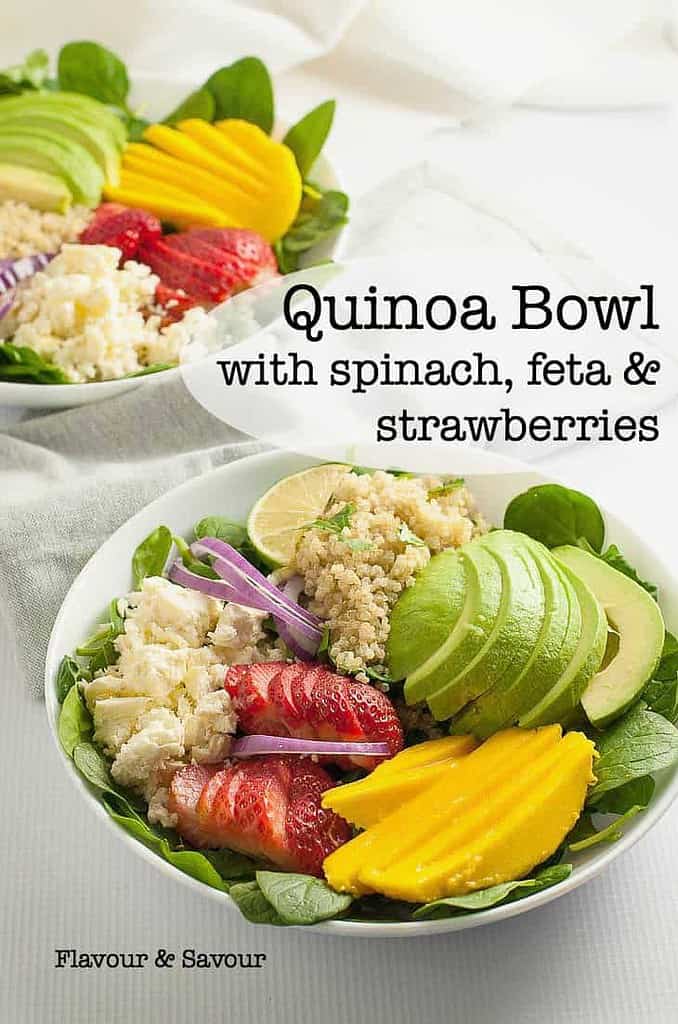 Healthy Quinoa Bowl with Spinach Feta and Strawberries Flavour and Savour