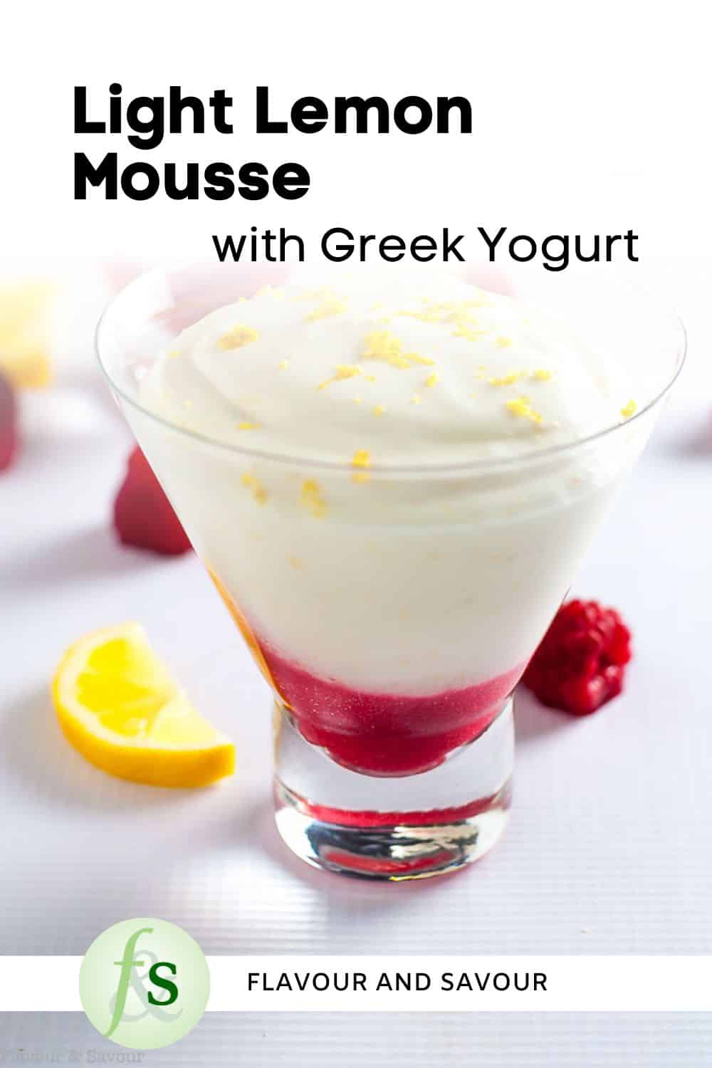 Image with text for Light Lemon Mousse with Greek yogurt.
