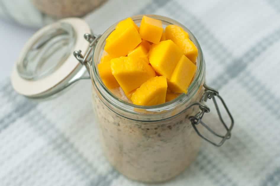 Mango Turmeric Overnight Oats. Made with probiotic kefir and anti-inflammatory turmeric.