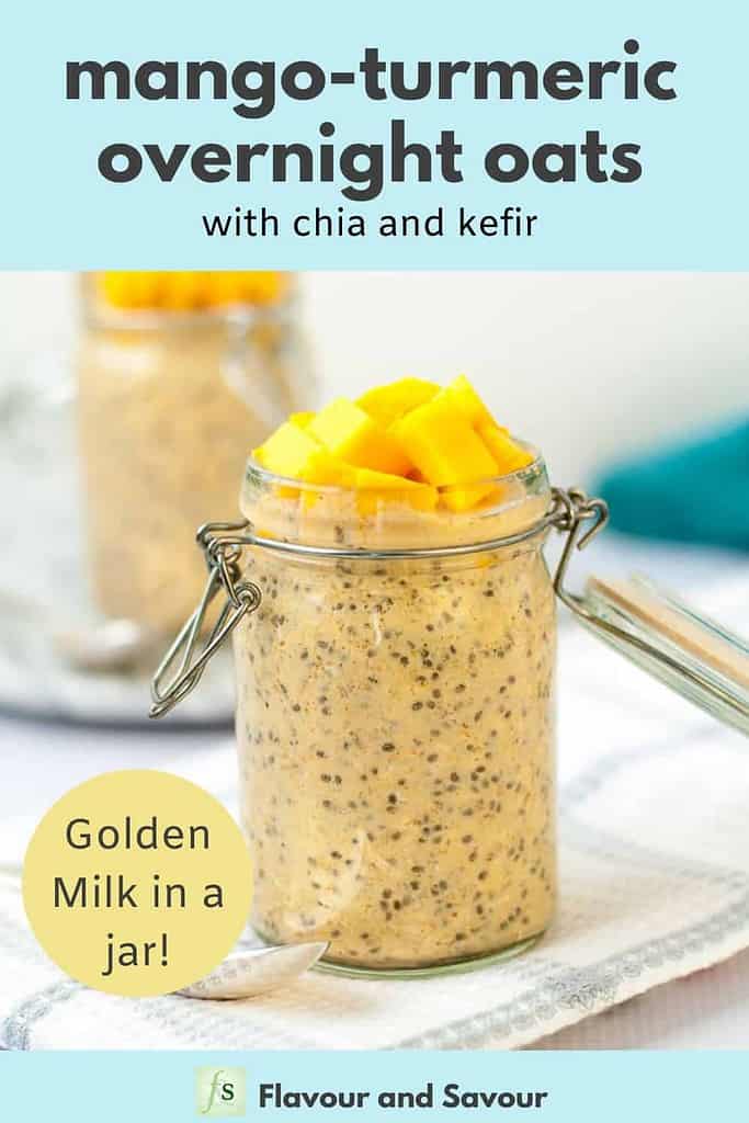 Pinterest pin for Mango Turmeric Overnight Oats