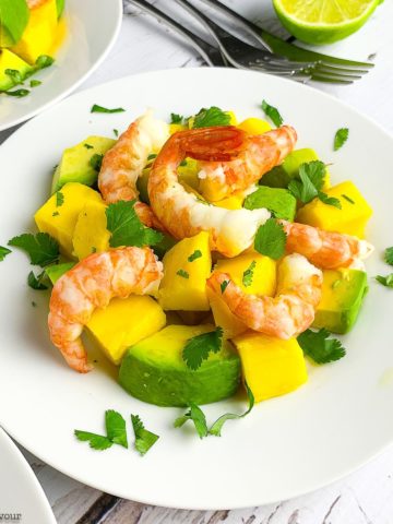 Prawn Mango Avocado Salad overhead view