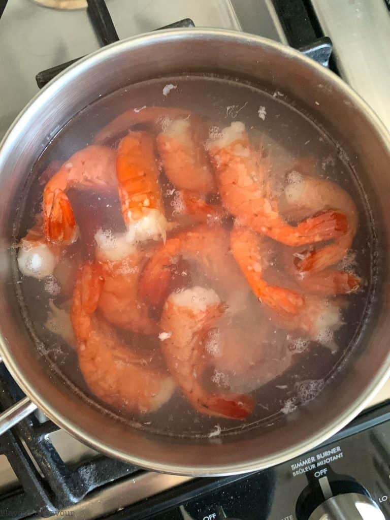 Prawns in boiling water