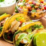 Grilled Fish Tacos with Pineapple Rhubarb Salsa