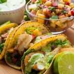 Grilled Fish Tacos with Pineapple Rhubarb Salsa