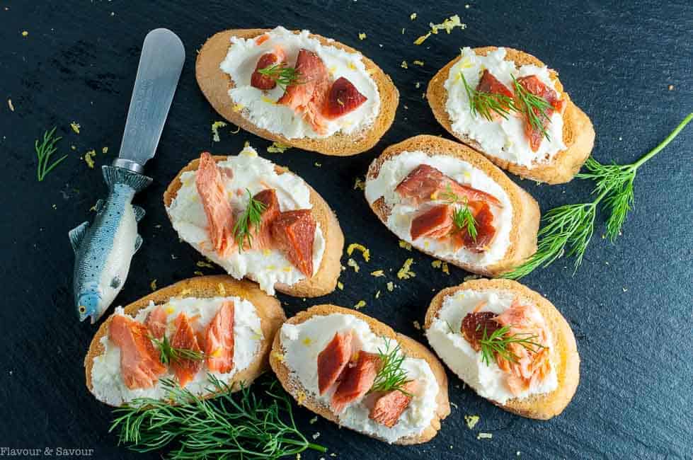 Smoked Salmon Crostini with Whipped Goat Cheese Flavour and Savour