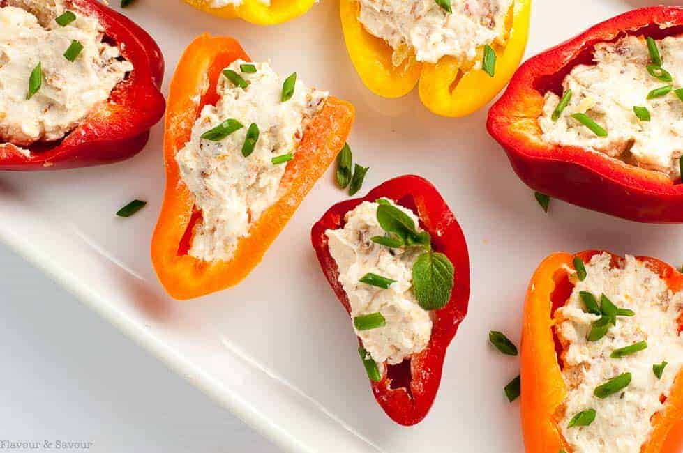 Sun-dried Tomato, Artichoke and Cheese Stuffed Mini Peppers.