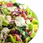 hearty Tuscan salad with kale, radicchio and romaine leaves.
