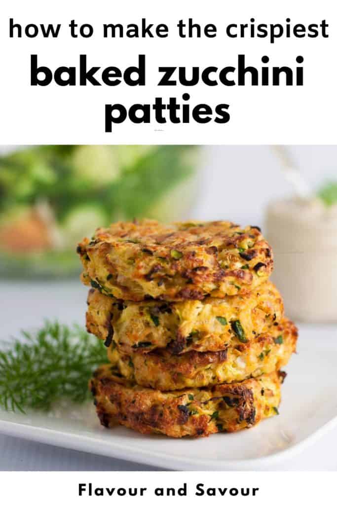 How to make the crispiest baked zucchini patties Pinterest pin