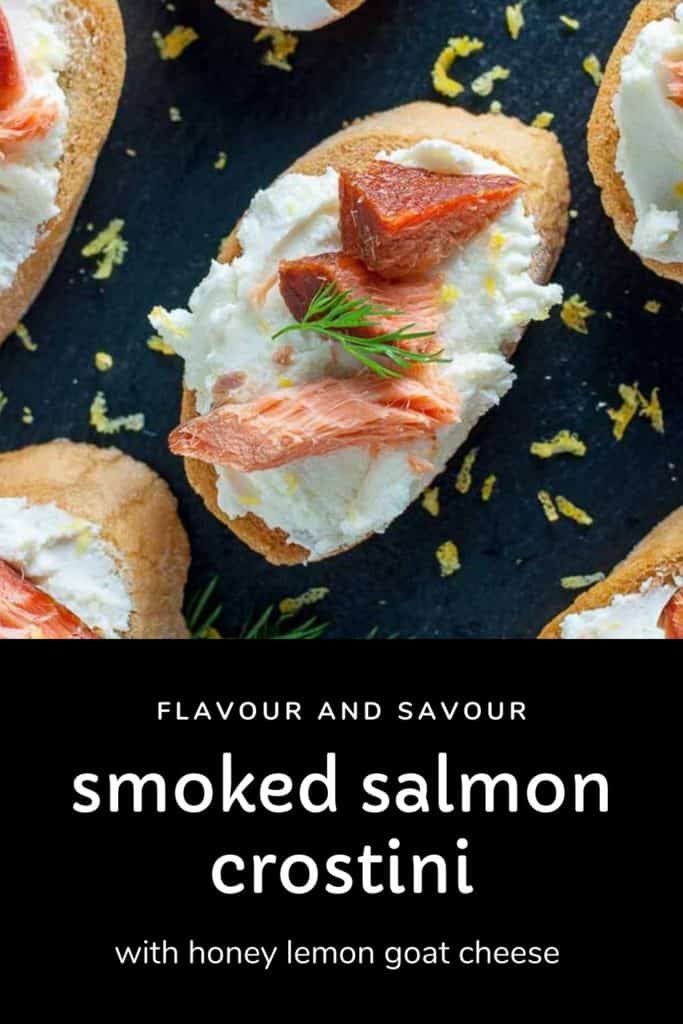 Pinterest pin for Smoked Salmon Crostini