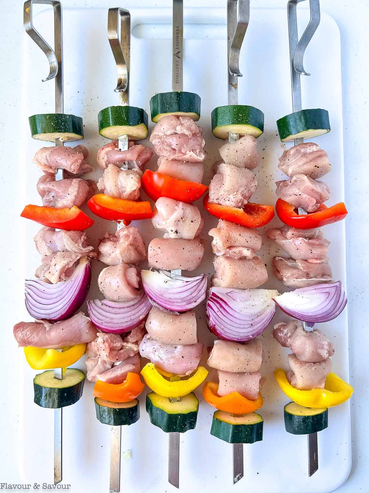 rosemary mustard chicken kabobs on skewers