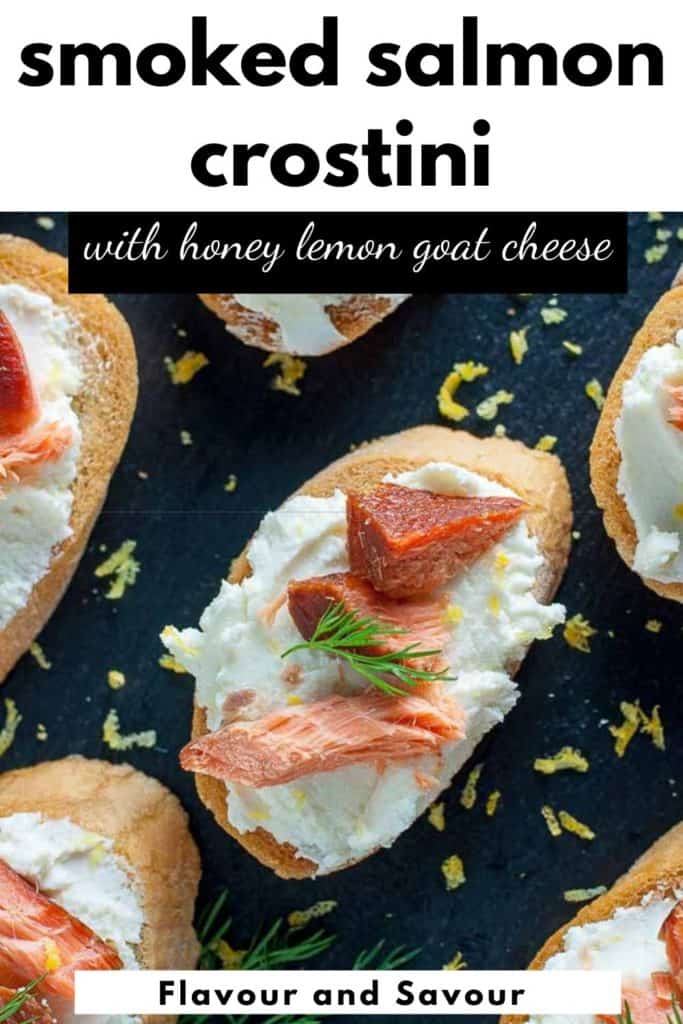 Smoked Salmon Crostini pin with text overlay