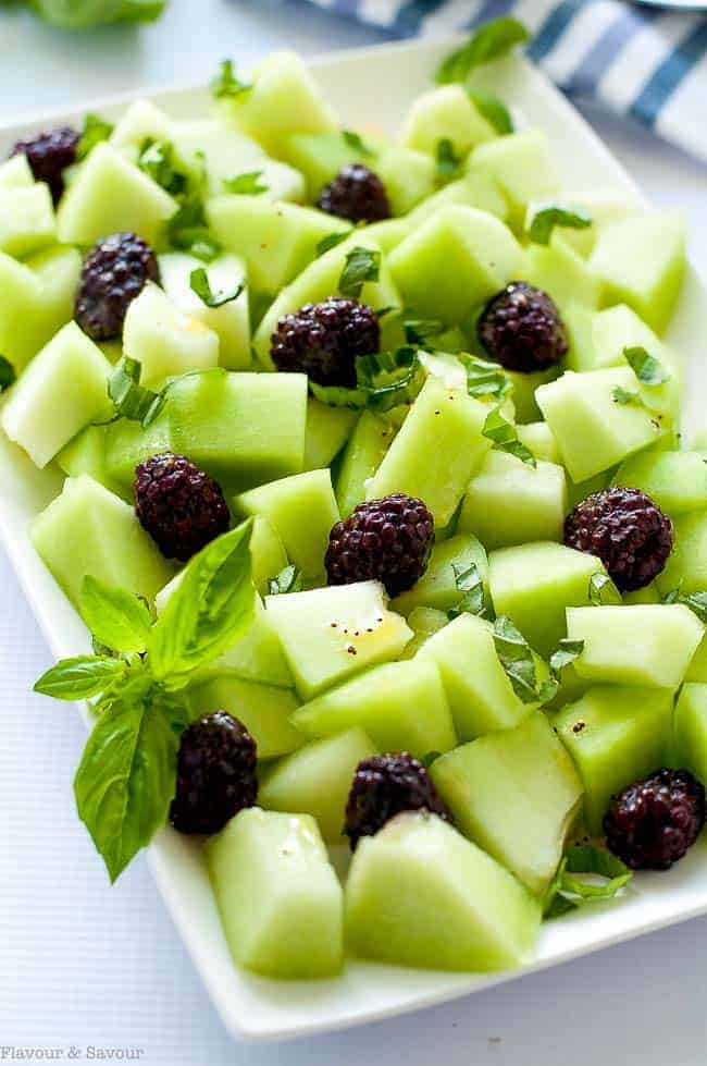 blackberry honeydew salad with basil flavour and savour