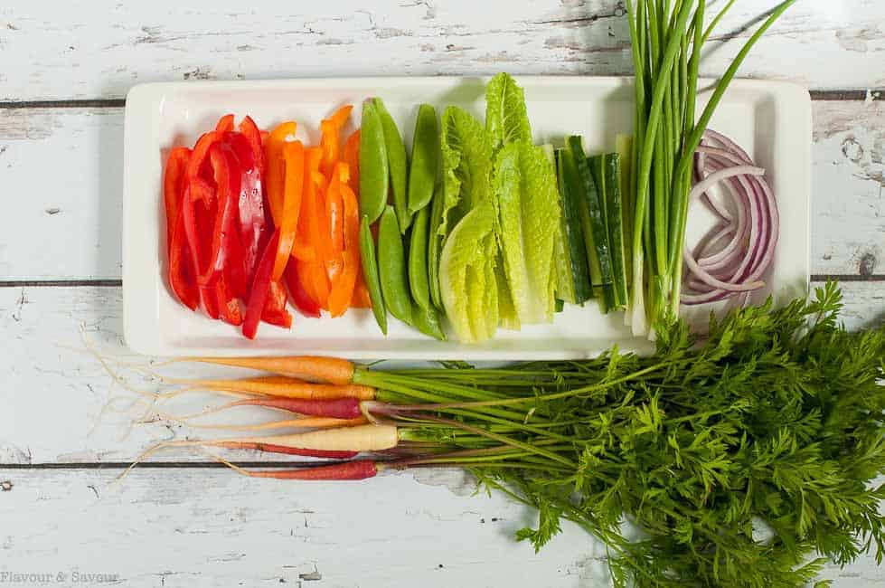 Fresh Veggies for Zucchini Roll Ups