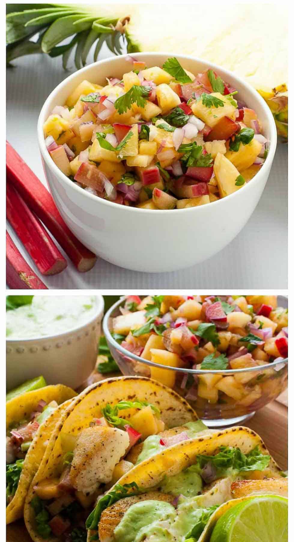 Pineapple Rhubarb Salsa. Six Fresh Salsa Recipes to Spice Up Your Life.