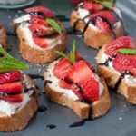 Strawberry Whipped Feta Crostini with Balsamic Drizzle |www.flavourandsavour.com