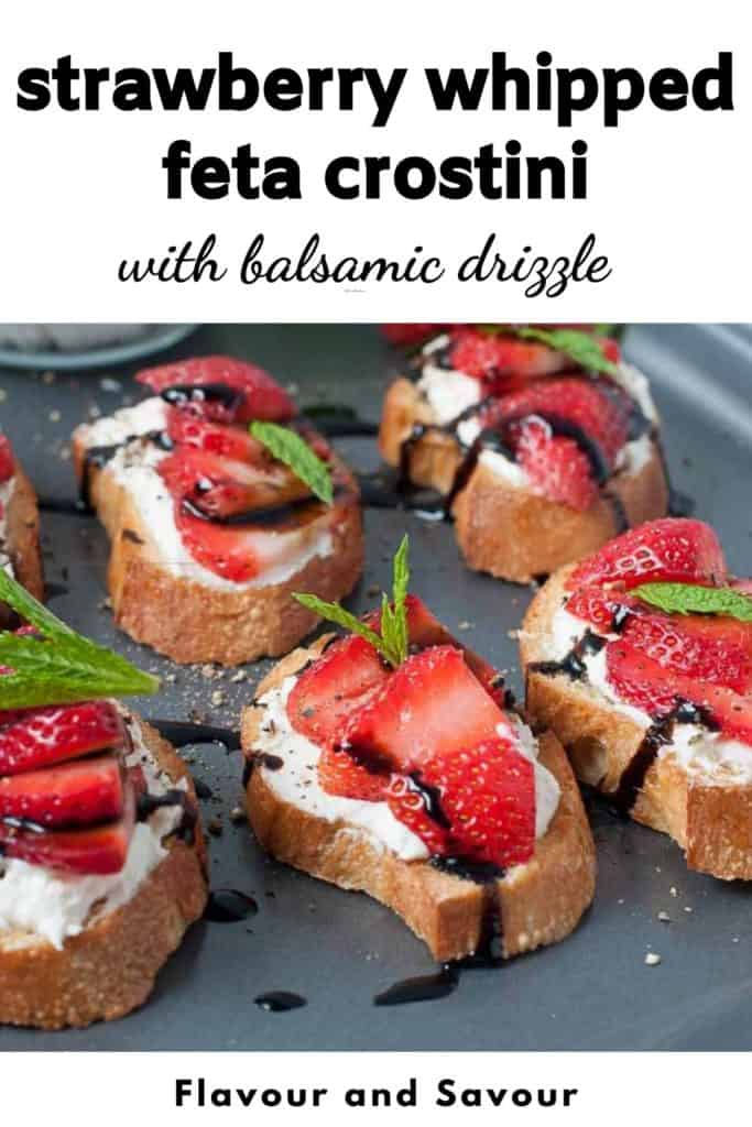 Pinterest Pin for Strawberry Whipped Feta Crostini