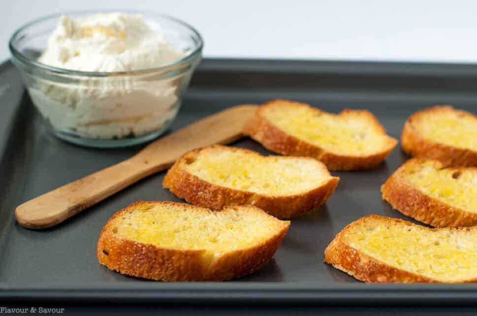 toasting crostini for appetizers