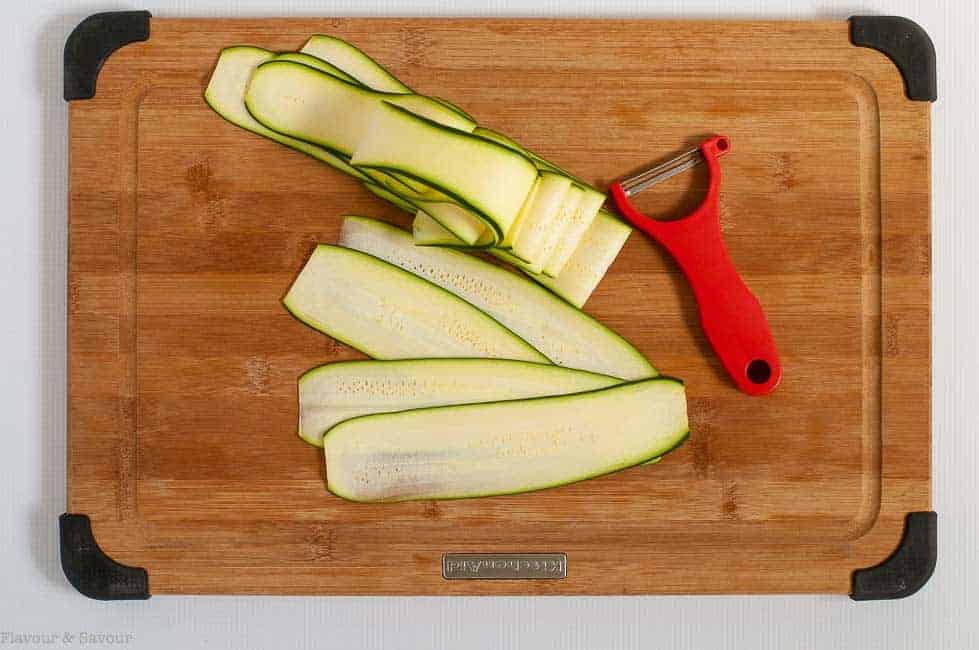 Zucchini strips for Fresh Zucchini Roll Ups