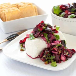 Fresh Cherry Salsa with goat cheese