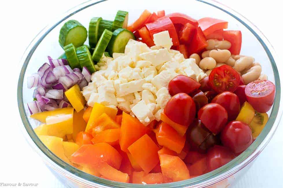 Ingredients for Mediterranean Chopped Salad with Cannellini Beans