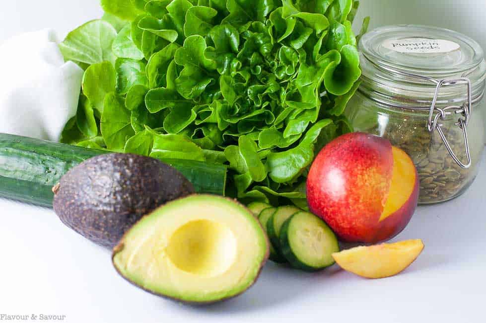 ingredients for Nectarine Avocado Salad with Smoked Paprika Dressing