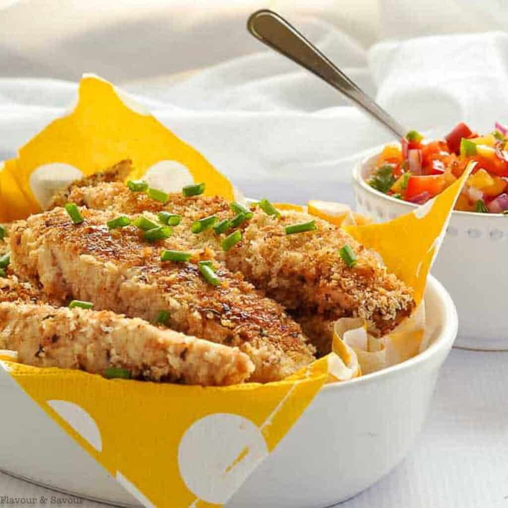 Crispy Cajun Chicken Strips and Nectarine Salsa GF Flavour and Savour