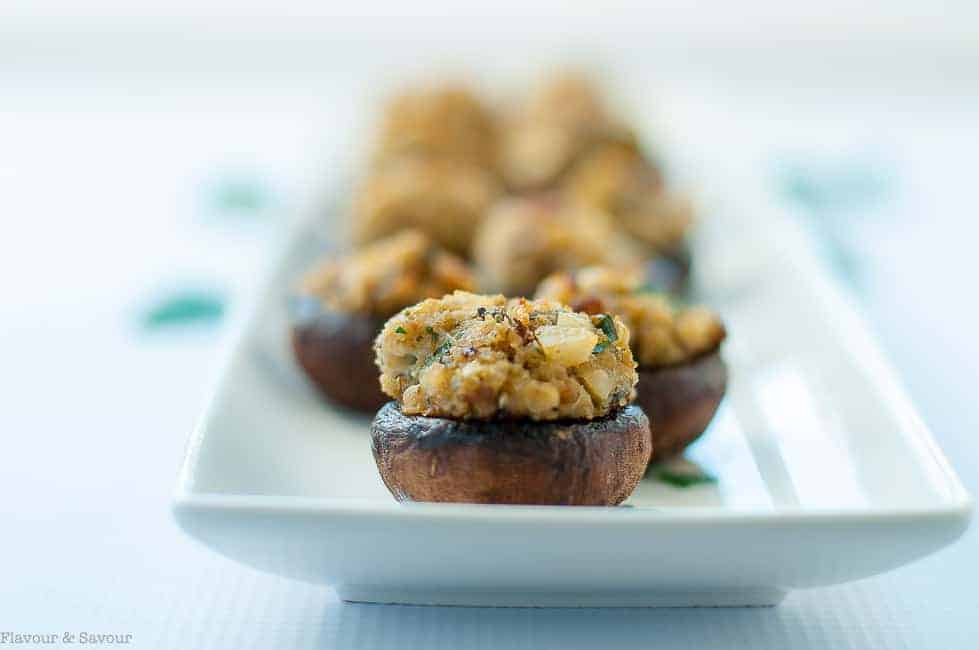 Garlic Lovers' Blue Cheese Stuffed Mushrooms close up view