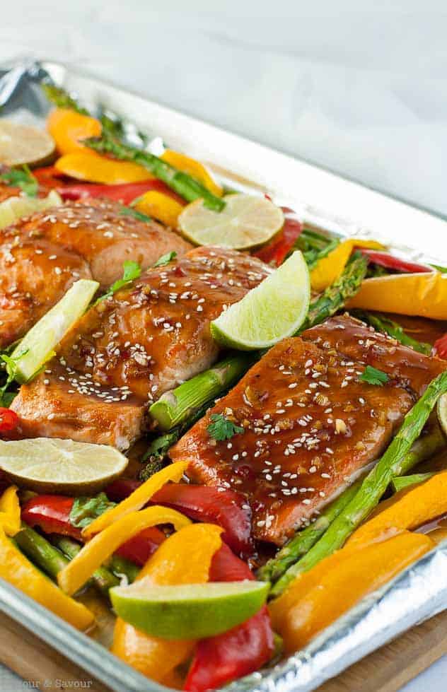 This Thai Chili Sheet Pan Salmon needs minimal preparation, easy clean-up, and a healthy, flavourful supper all baked on one pan in less than 20 minutes.