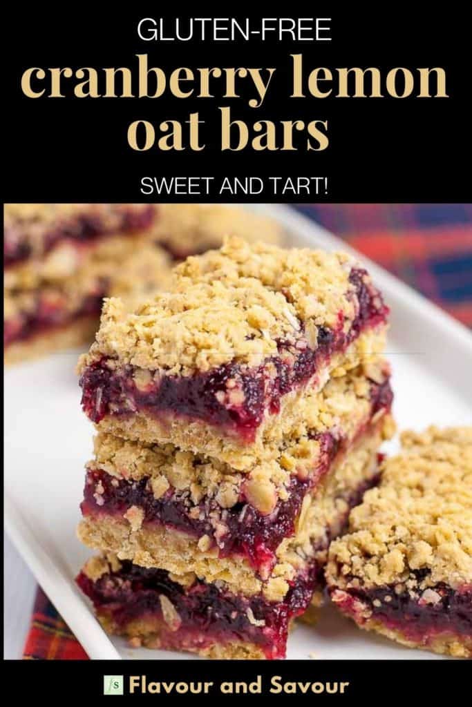 Pinterest pin for Cranberry Lemon Oatmeal Bars
