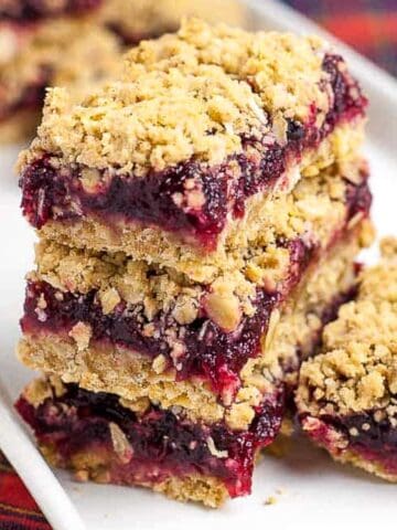 cranberry lemon oatmeal bars stacked