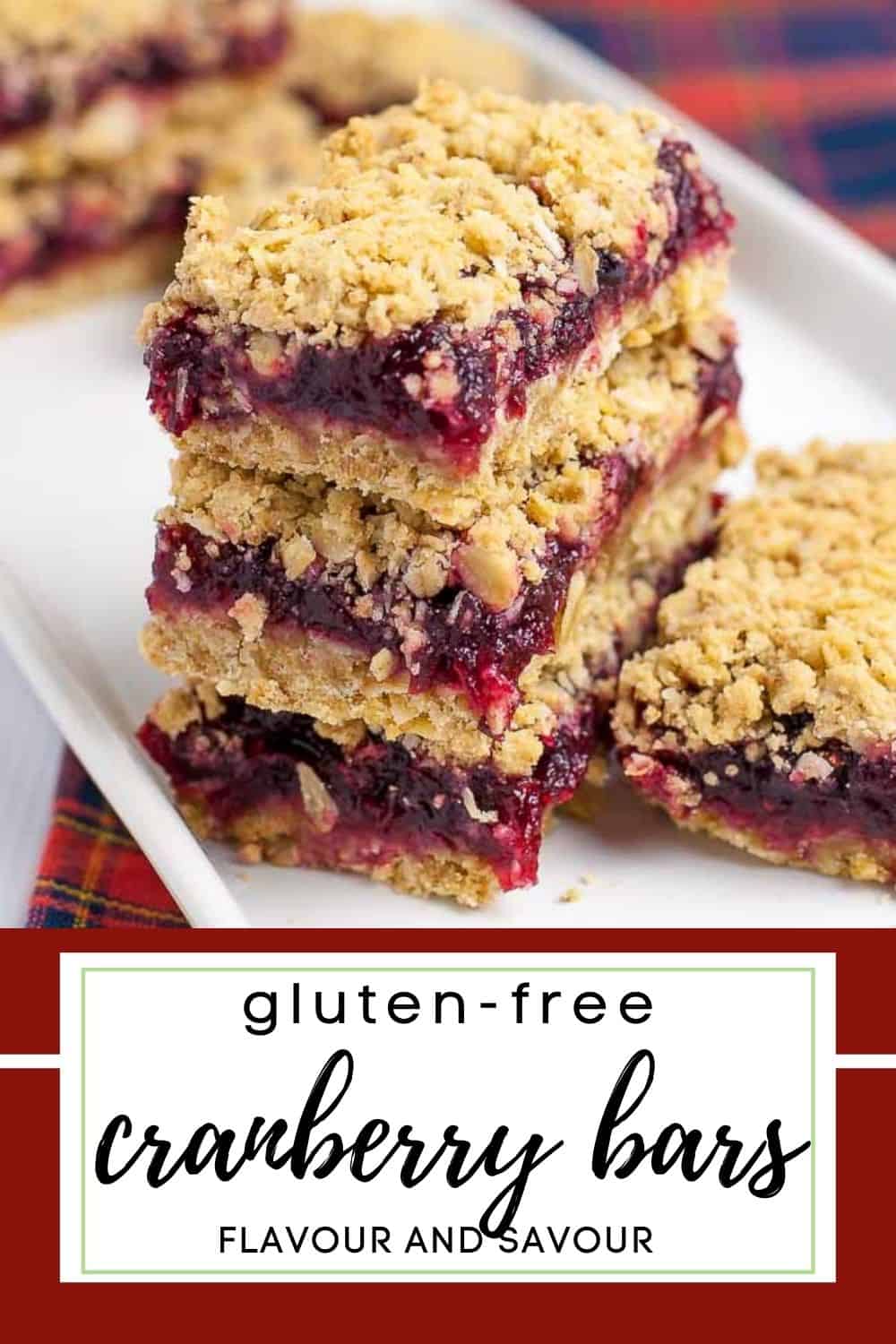 image with text overlay for cranberry lemon oatmeal bars