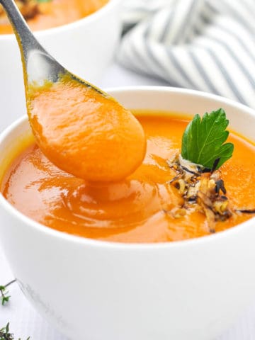 A spoonful of Carrot Ginger Soup
