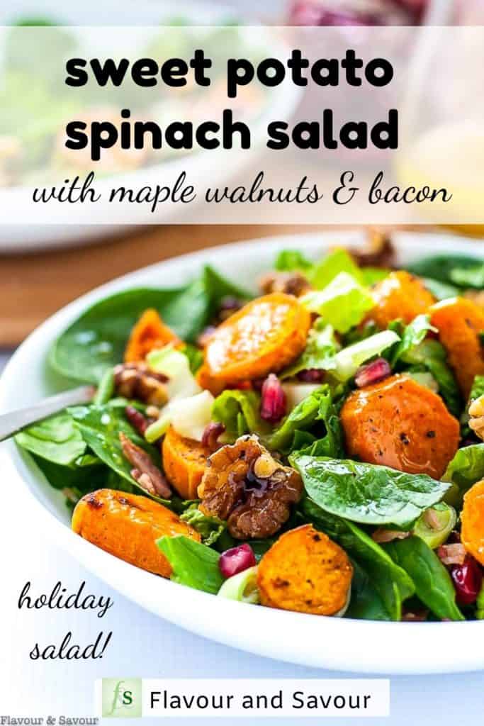 Roasted Sweet Potato Spinach Salad pin with text overlay