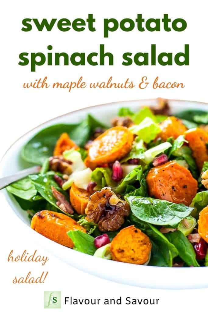 Sweet Potato Spinach Salad image with text overlay