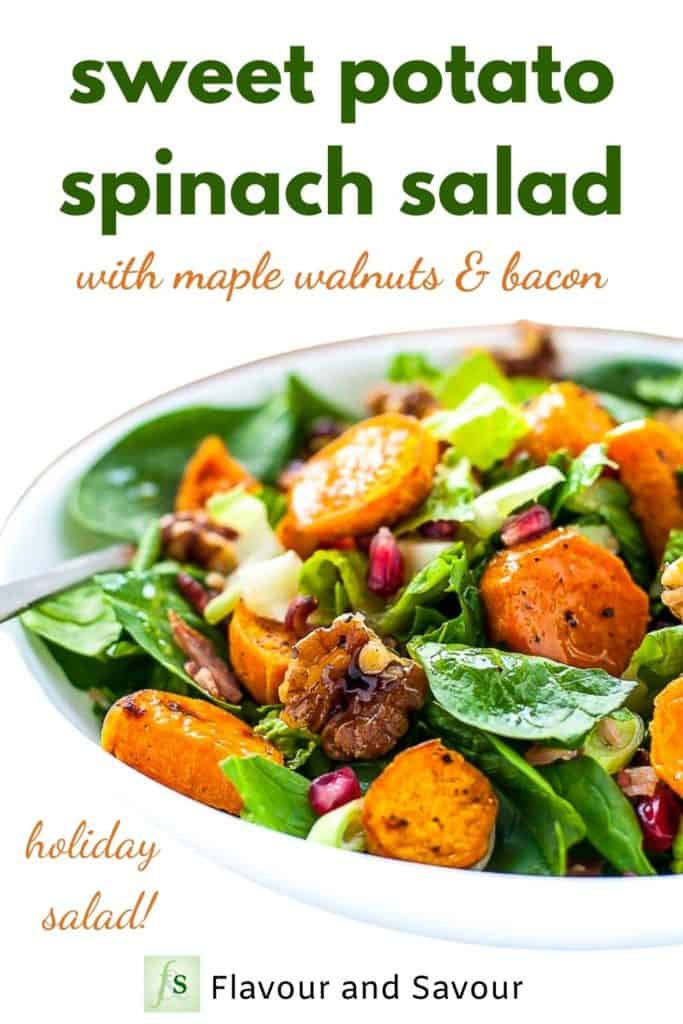 Sweet Potato Spinach Salad image with text overlay