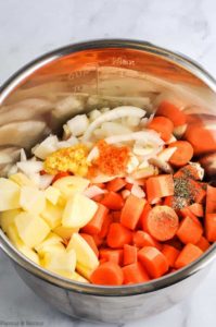 Ingredients for instant pot carrot ginger soup