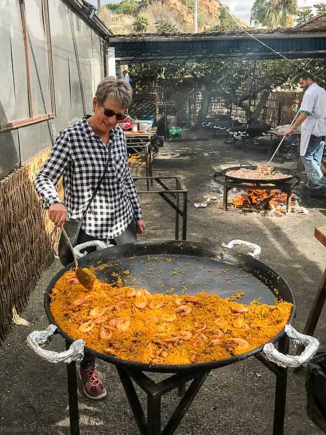 Cooking Paella on the beach in Spain.