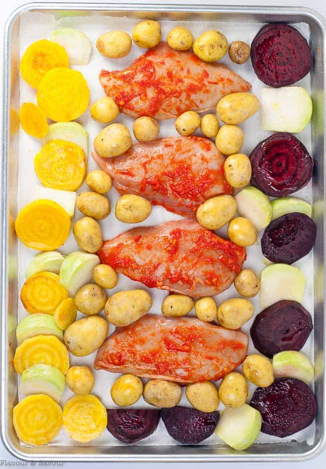 Harissa Chicken Sheet Pan Supper
