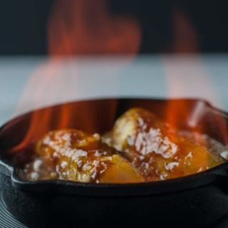 Flaming Caribbean Rum Bananas Flambé with Amaretto