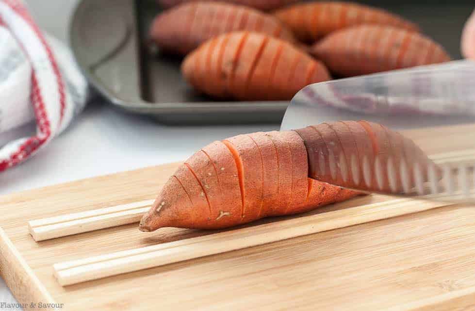 How to Slice Baby Hasselback Sweet Potatoes