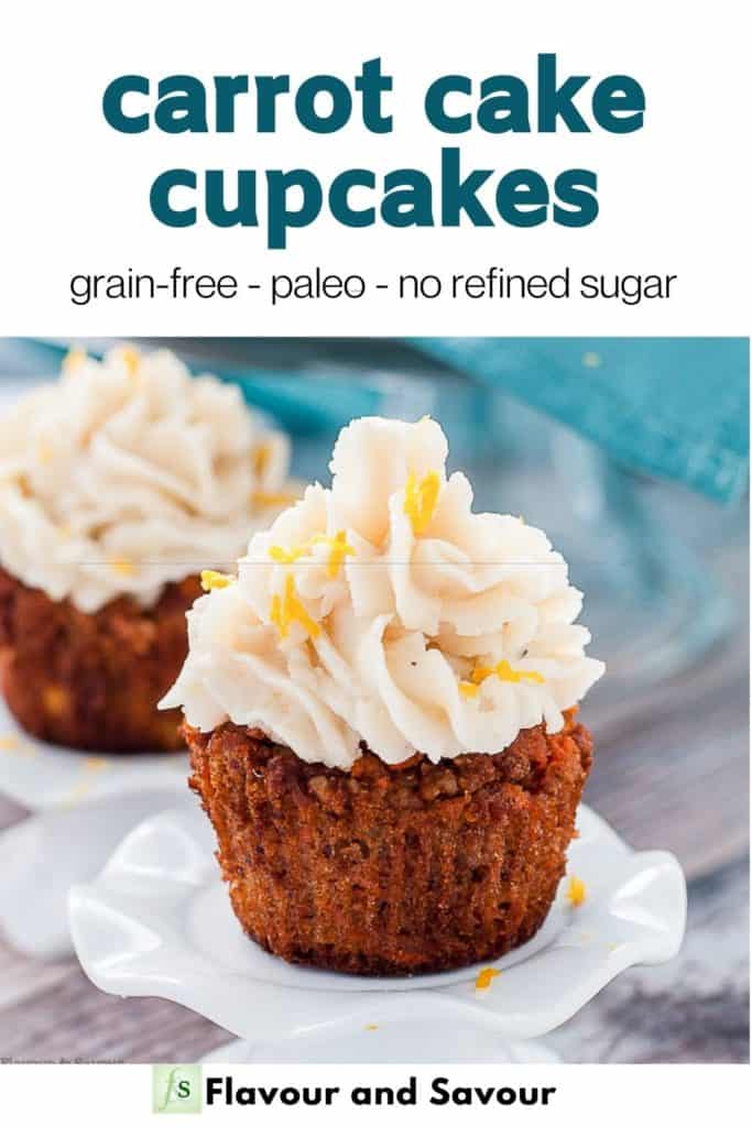 Text and image for Paleo Carrot Cake Cupcakes