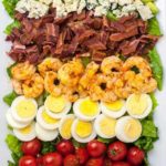 Lemon Garlic Shrimp Cobb Salad on a large platter